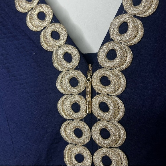 Lilly Pulitzer Esme True Navy Gold Lace Detail Shift Dress - Picture 10 of 12